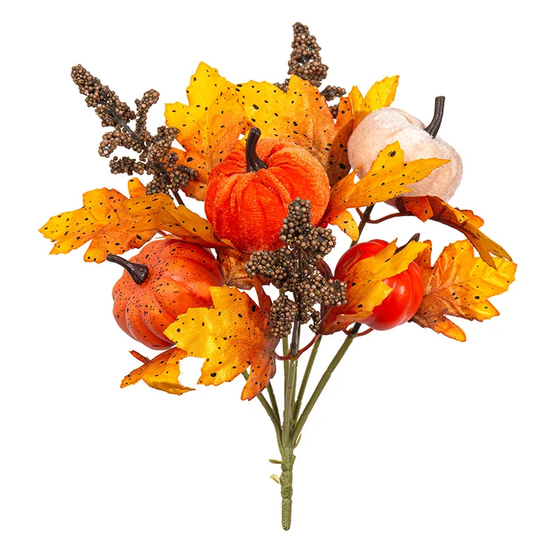 11.8-Inch Autumn Pumpkin Floral Stem Bouquet