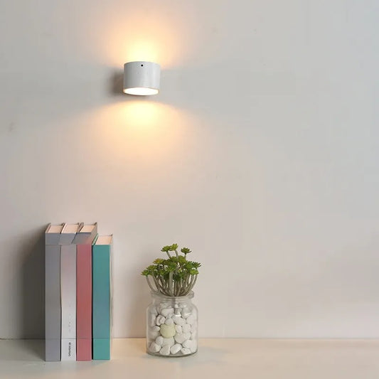 360° Magnetic LED Wall Lamp – USB Rechargeable Rotating Solid Wood Light with Remote Control