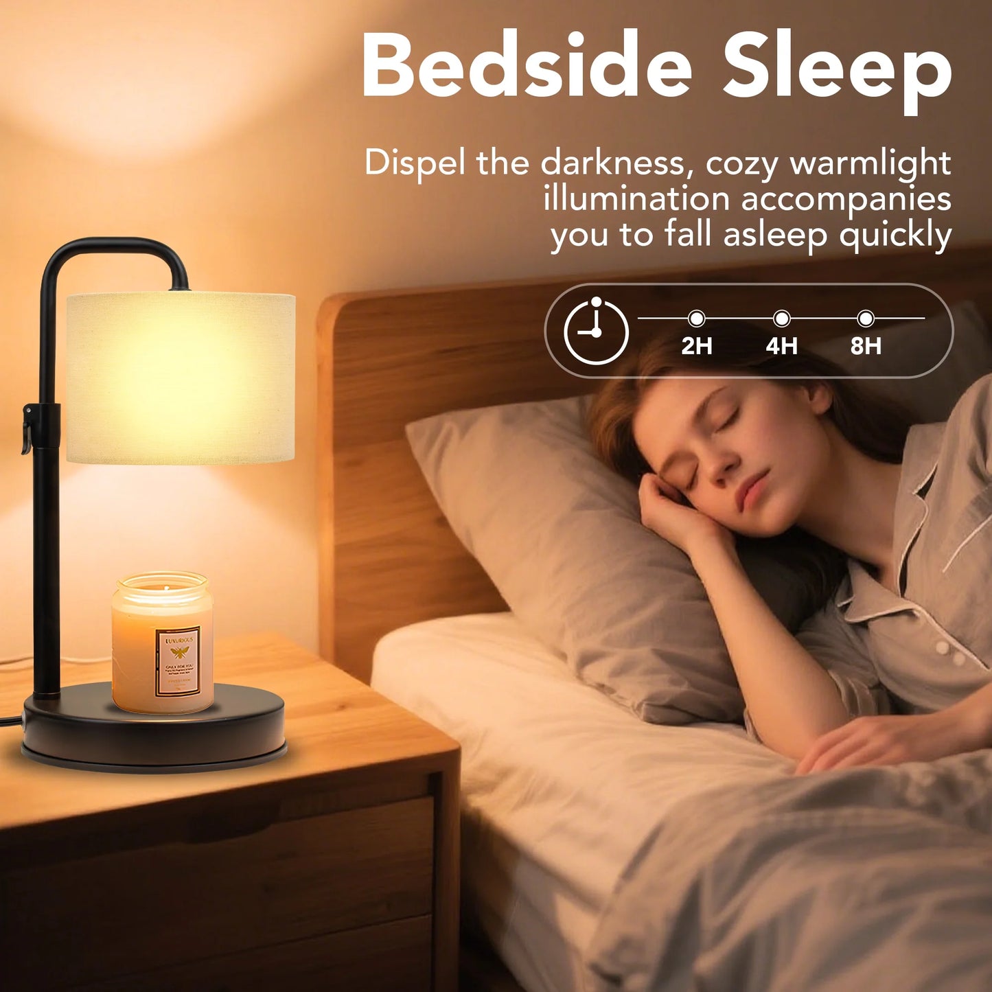 Candle Warmer Lamp with Timer, Dimmable,Adjustable Height Wax Warmer Lamp with 2*50W Bulbs, House Warming Gifts for Mom Friend Bedroom Home Decor