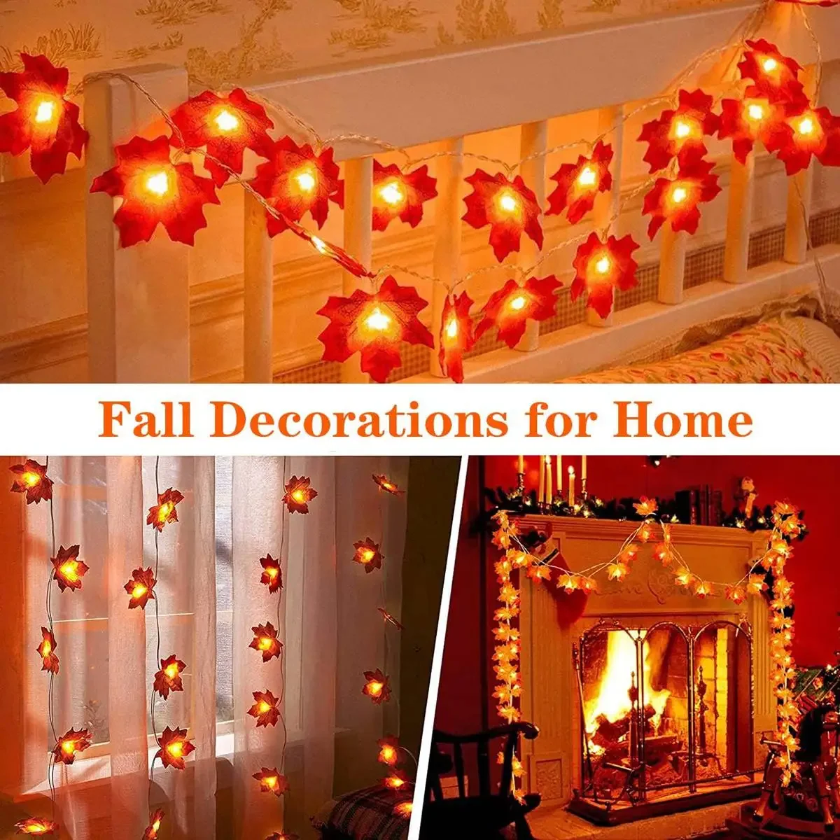 LED Waterproof Maple Leaf String Lights