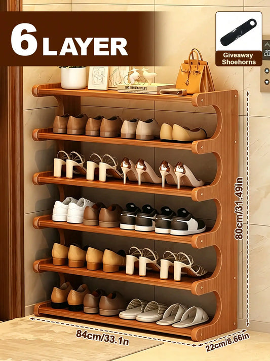 6-Tier Bamboo Shoe Organizer Rack