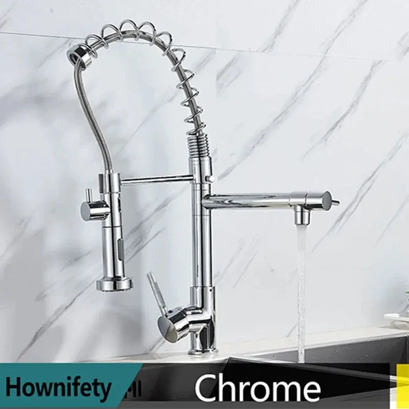 Modern Spring Pull-Down Kitchen Sink Faucet