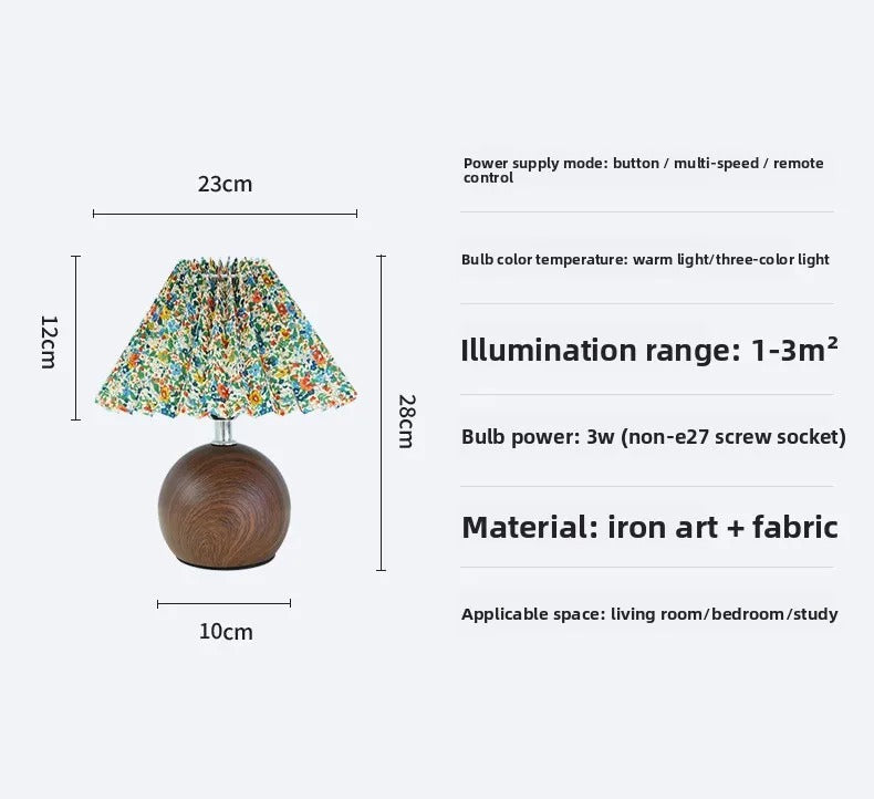 Retro Pleated Table Lamp – Nordic Dimmable Bedside Lamp with USB Power, 3-Color Lighting & Remote