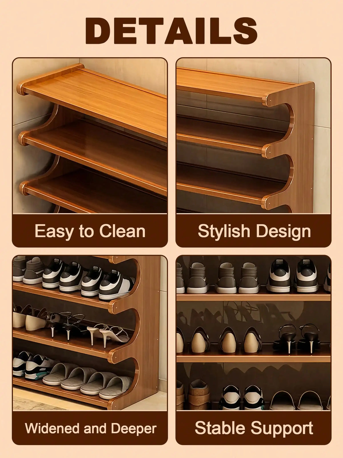 6-Tier Bamboo Shoe Organizer Rack