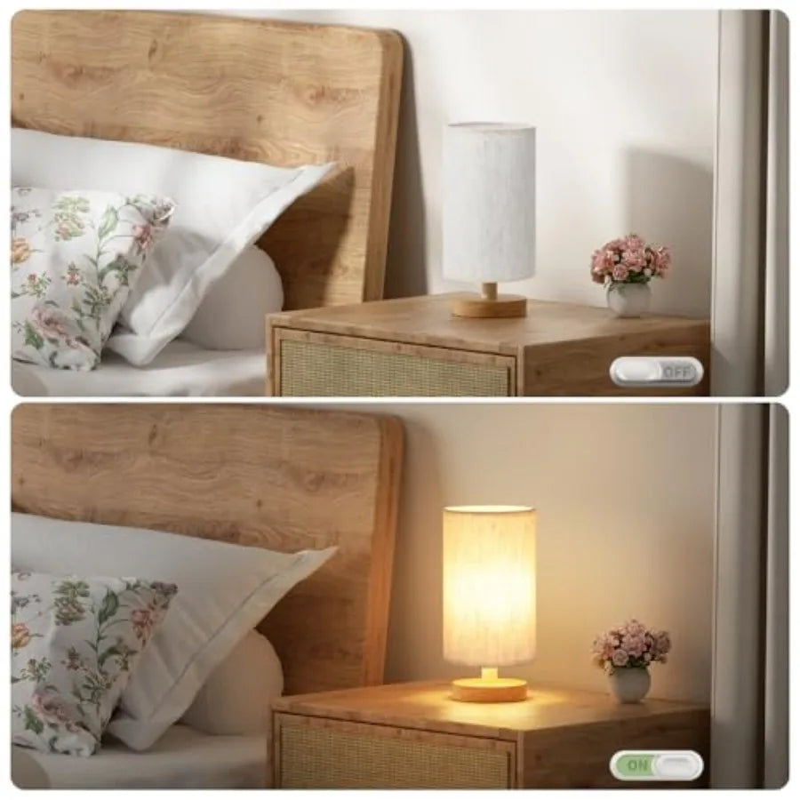 Small Table Lamp for Bedroom - Inline Control, Bedside Lamp with 3000K A15 LED Blub, Easy Assembly,9" Inline Control