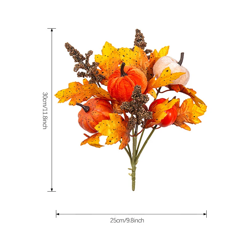 11.8-Inch Autumn Pumpkin Floral Stem Bouquet