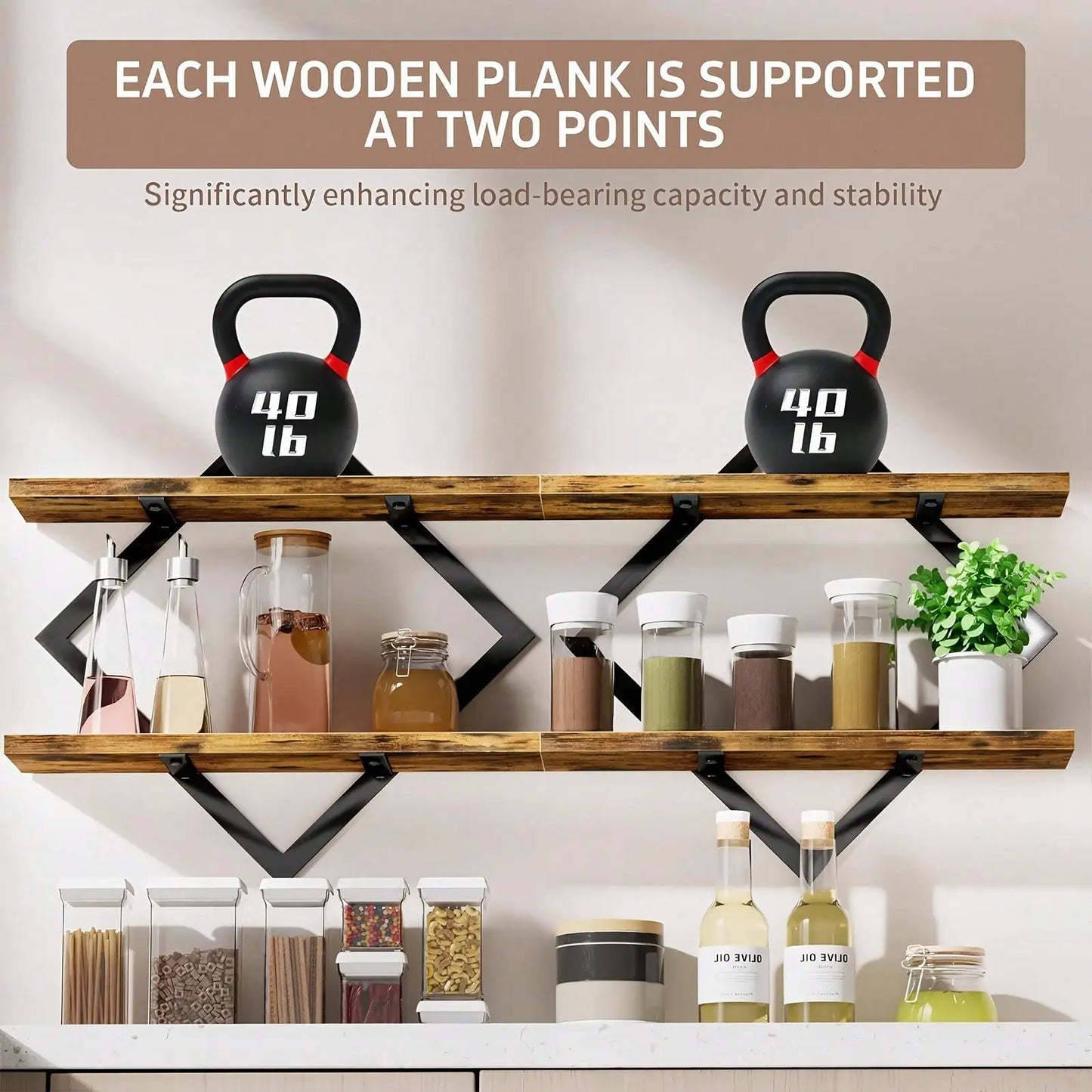 2-Piece Wooden Diamond Floating Shelf Set