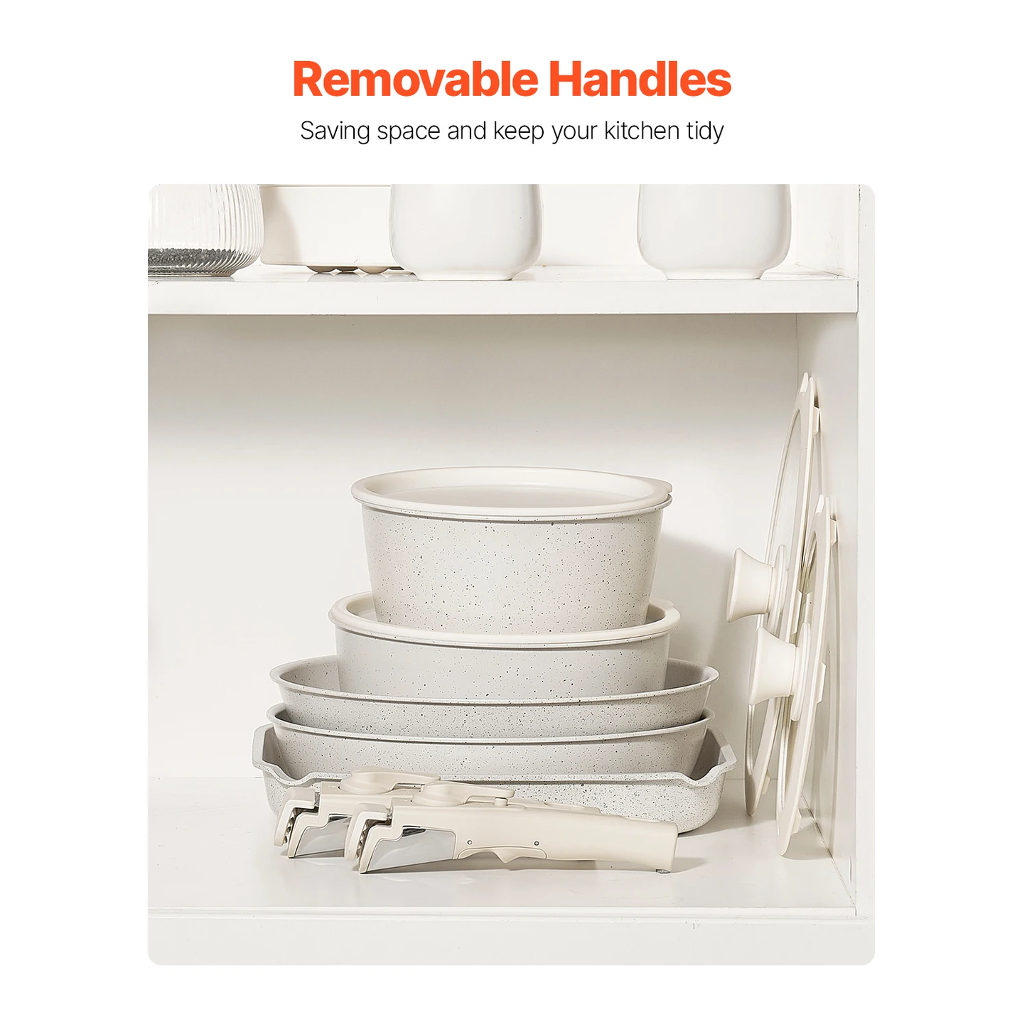 17-Piece Nonstick Cookware Set with Detachable Handles