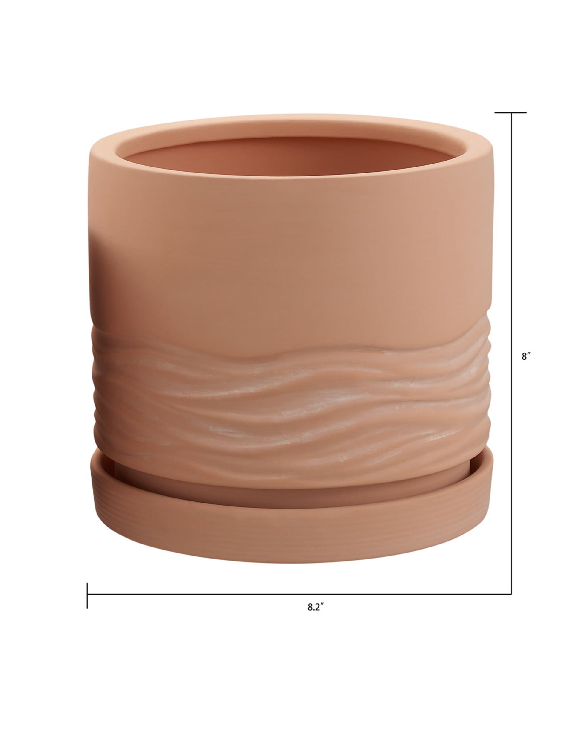 8.2" X 8.2" X 8" round Red Terracotta Terry Plant Planter