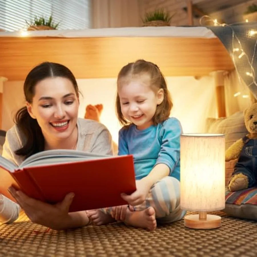 Small Table Lamp for Bedroom - Inline Control, Bedside Lamp with 3000K A15 LED Blub, Easy Assembly,9" Inline Control