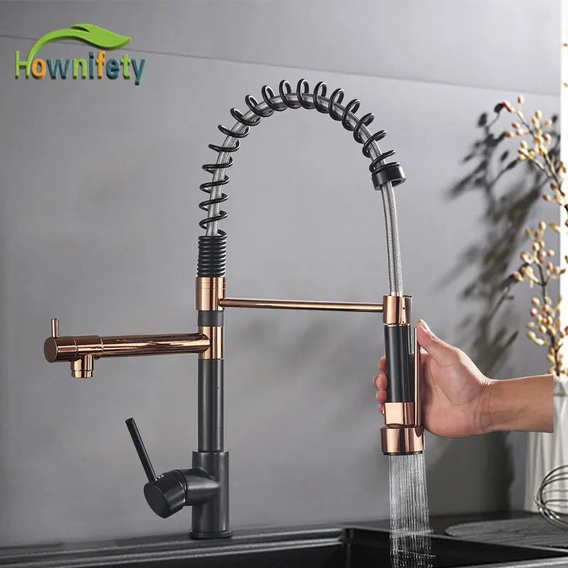 Modern Spring Pull-Down Kitchen Sink Faucet