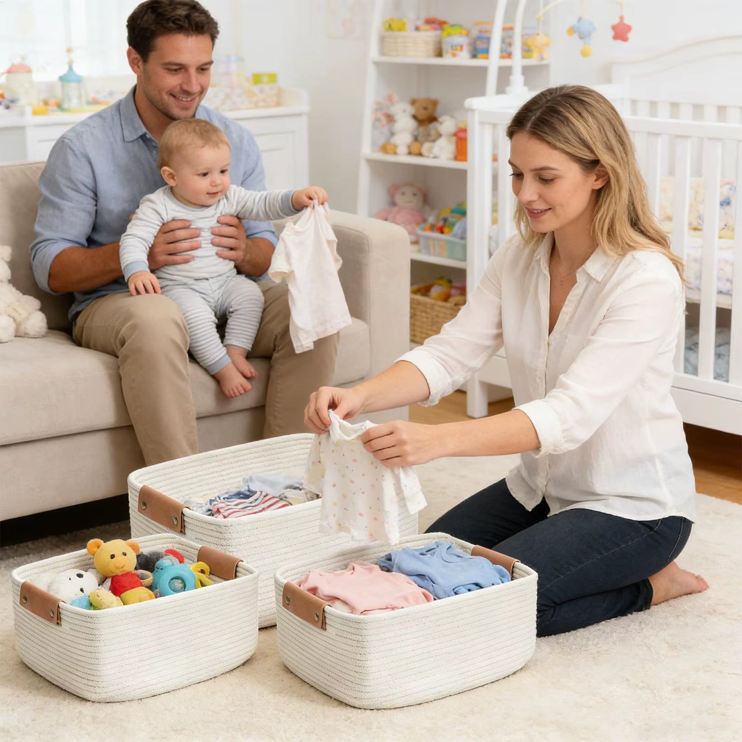 3Pcs Storage Basket Rectangular Storage Organizer Multifunctional Desktop Sundries Cosmetics Kids Toys Storage Box for Home