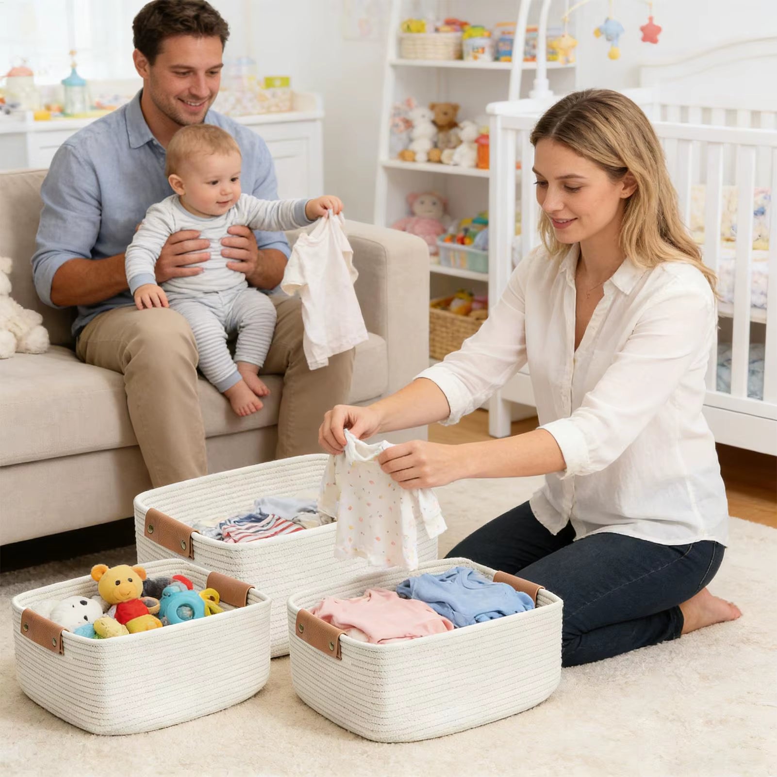 3Pcs Storage Basket Rectangular Storage Organizer Multifunctional Desktop Sundries Cosmetics Kids Toys Storage Box for Home