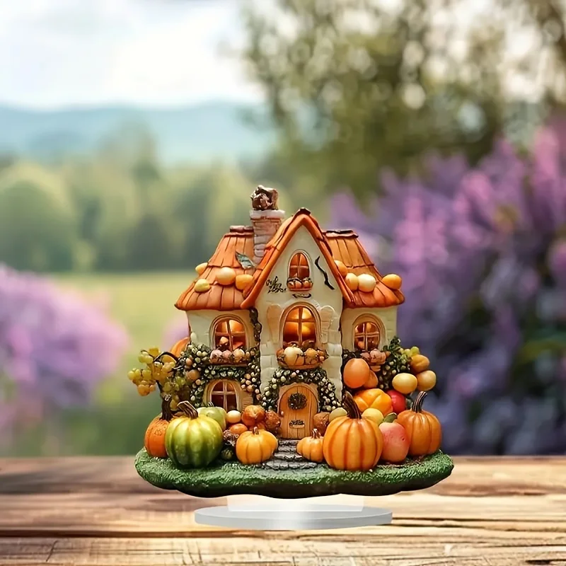 2D Acrylic Pumpkin House Tabletop Decor