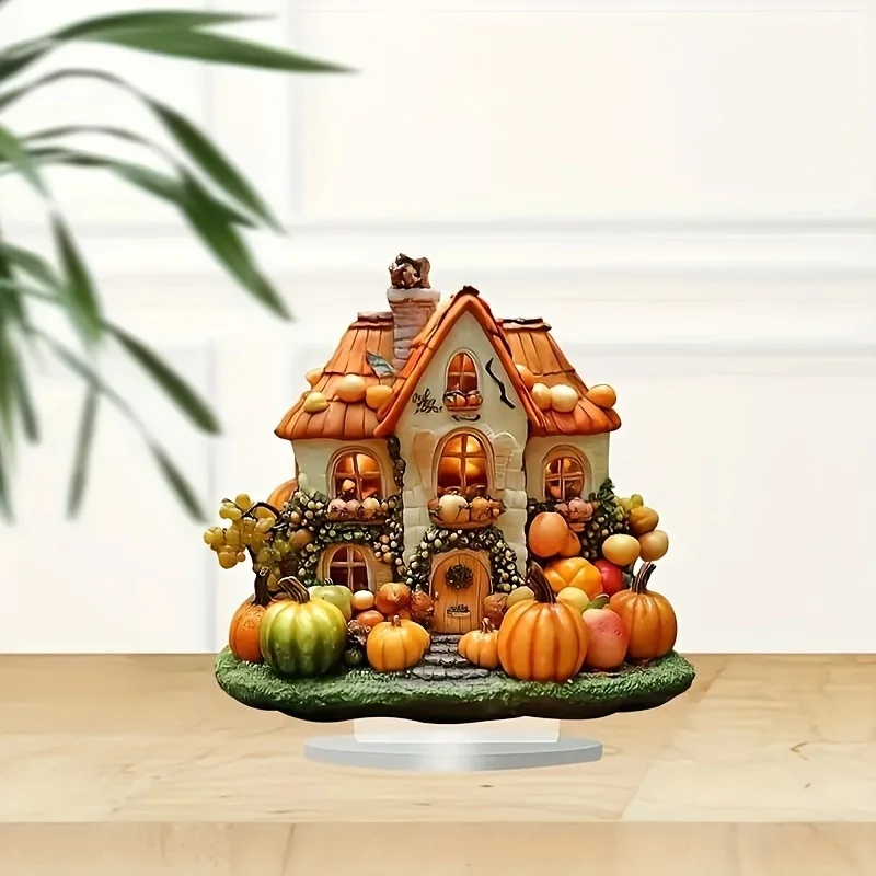 2D Acrylic Pumpkin House Tabletop Decor