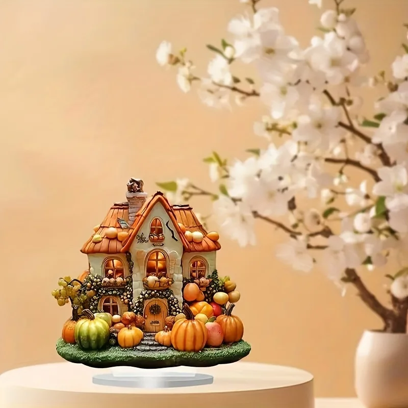 2D Acrylic Pumpkin House Tabletop Decor