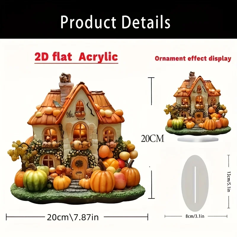2D Acrylic Pumpkin House Tabletop Decor