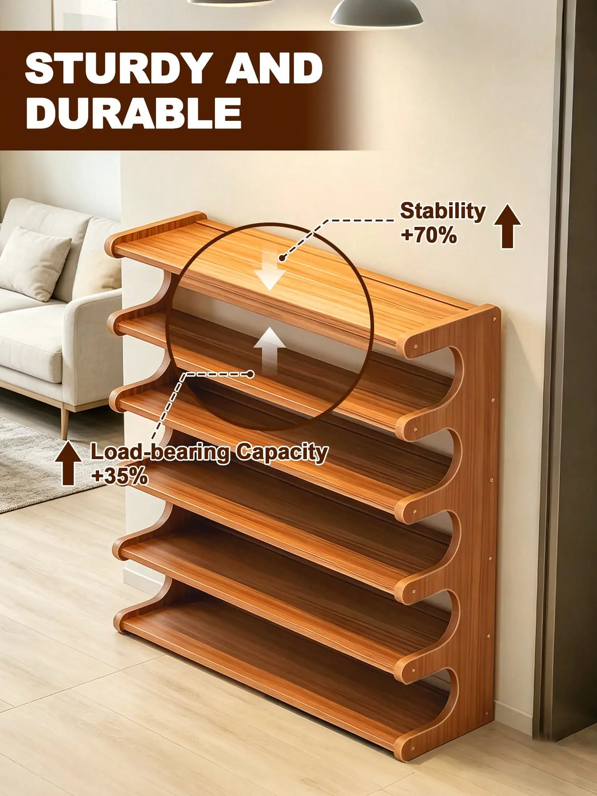 6-Tier Bamboo Shoe Organizer Rack