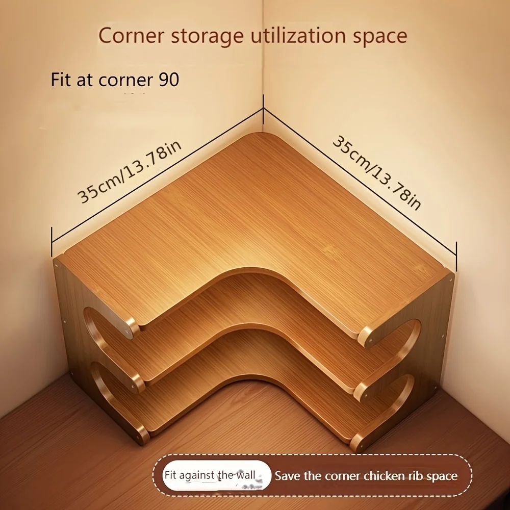 3-Tier Bamboo Corner Wall Shelf