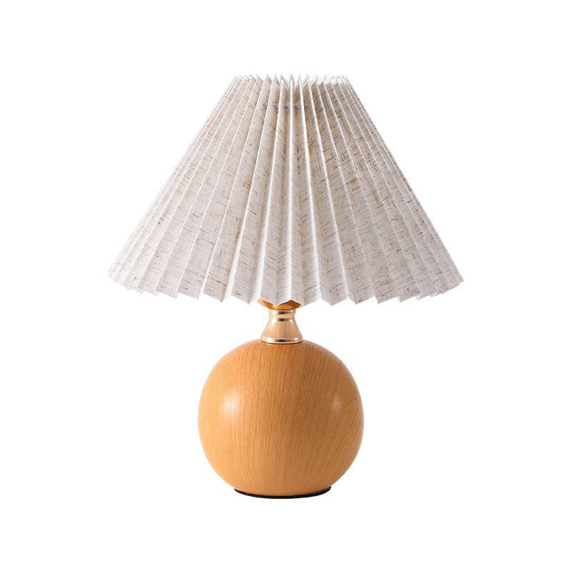 Retro Pleated Table Lamp – Nordic Dimmable Bedside Lamp with USB Power, 3-Color Lighting & Remote