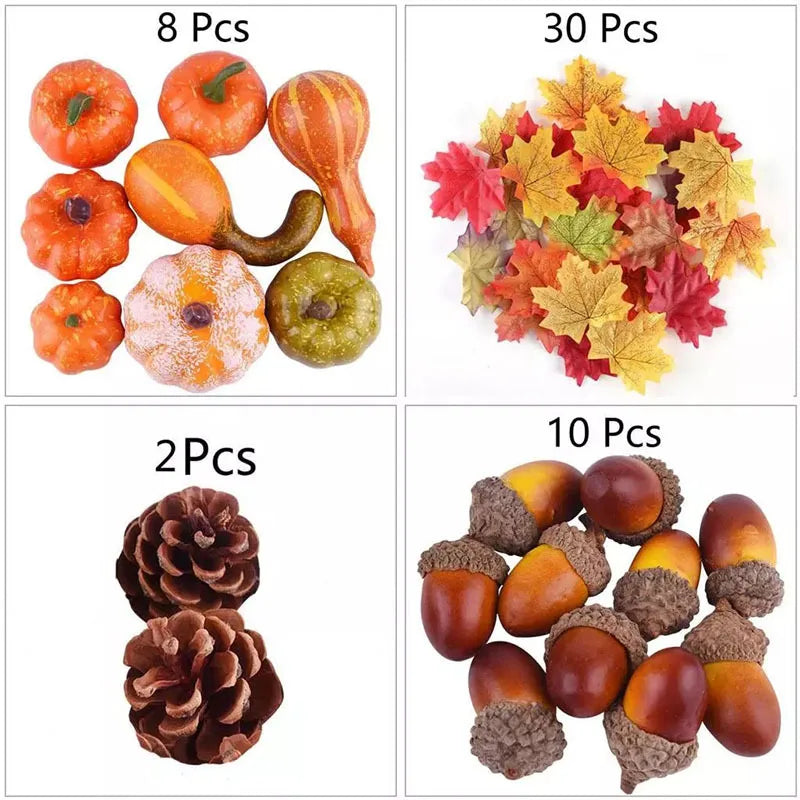 50-Piece Fall, Thanksgiving Artificial Pumpkin & Harvest Decor Set