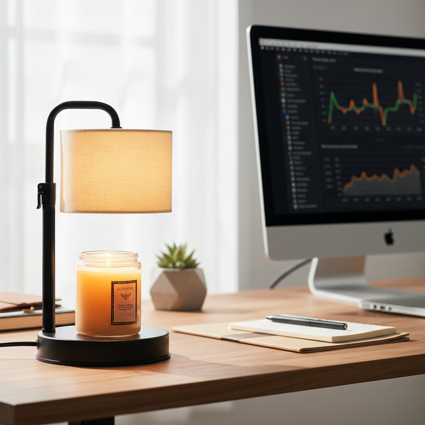 Candle Warmer Lamp with Timer, Dimmable,Adjustable Height Wax Warmer Lamp with 2*50W Bulbs, House Warming Gifts for Mom Friend Bedroom Home Decor