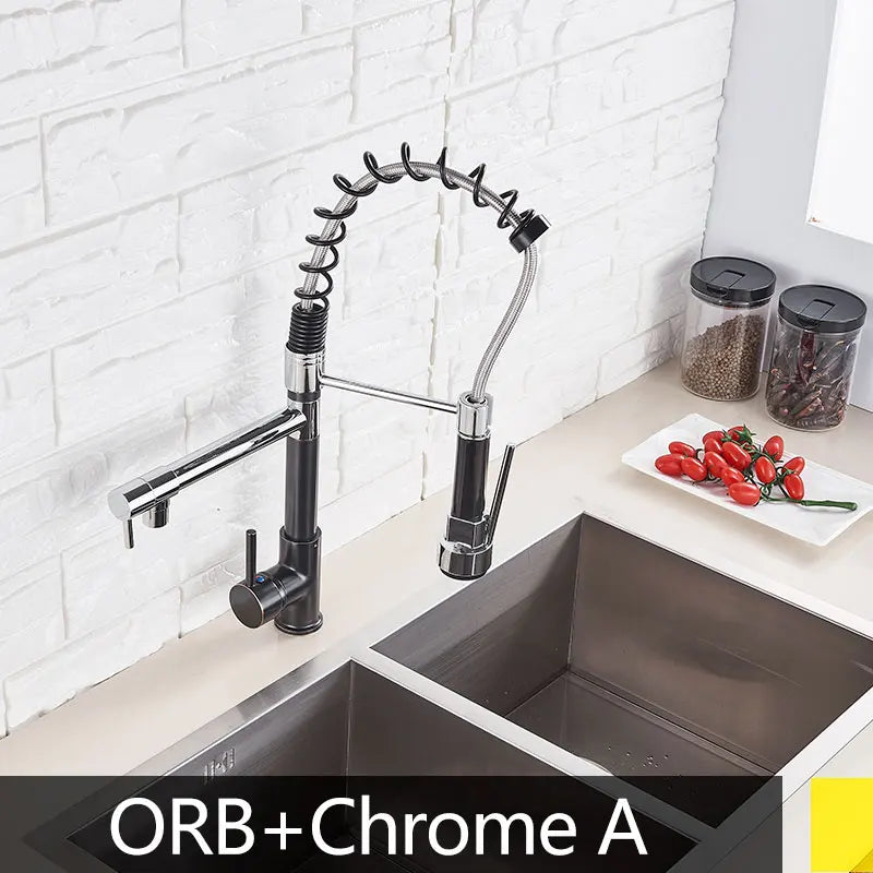 Modern Spring Pull-Down Kitchen Sink Faucet