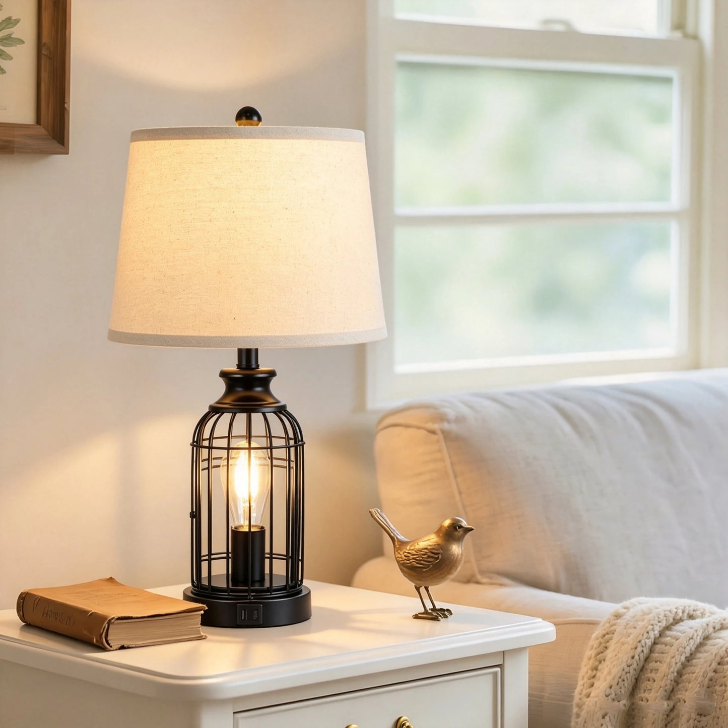 23-Inch Modern Minimalist Double-Layer Table Lamp