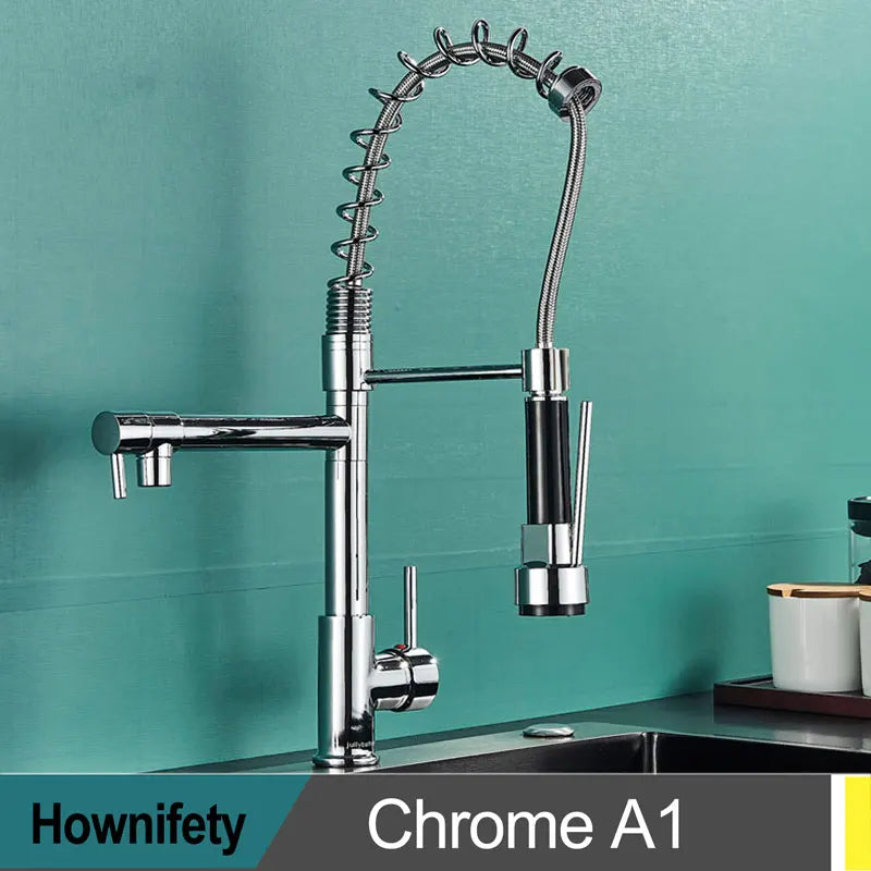 Modern Spring Pull-Down Kitchen Sink Faucet