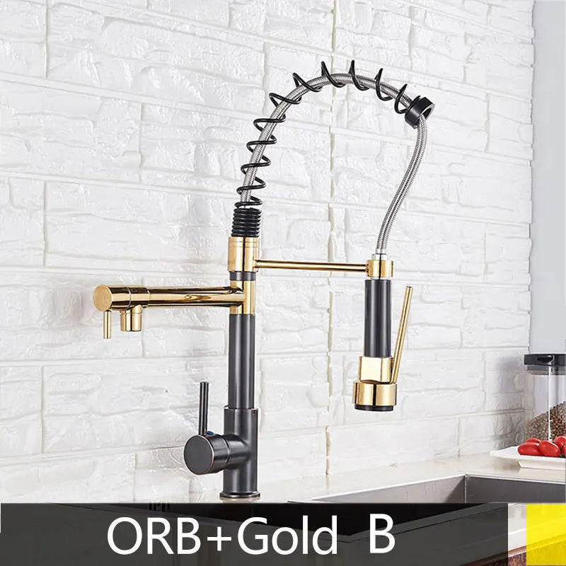 Modern Spring Pull-Down Kitchen Sink Faucet