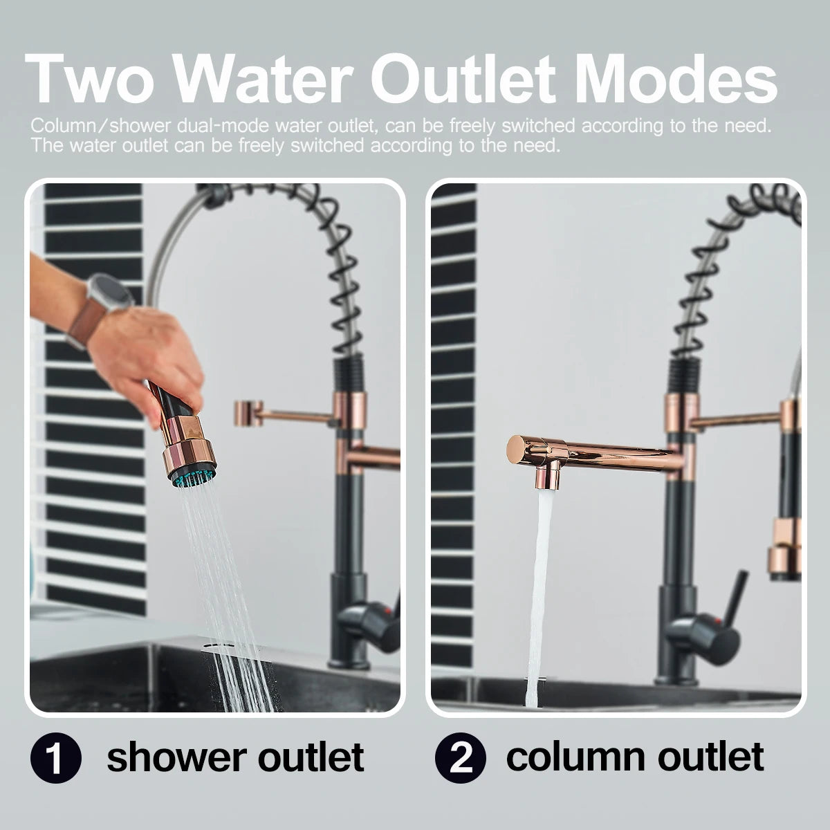 Modern Spring Pull-Down Kitchen Sink Faucet