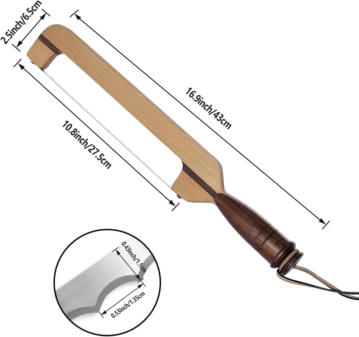 16.8-Inch Wooden Bow Bread Slicer Knife