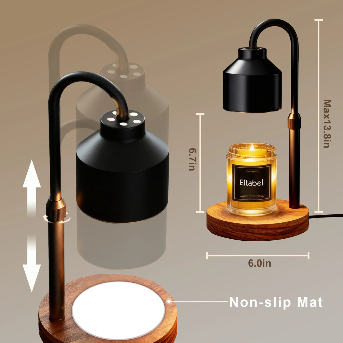Height-Adjustable Electric Candle Warmer Lamp