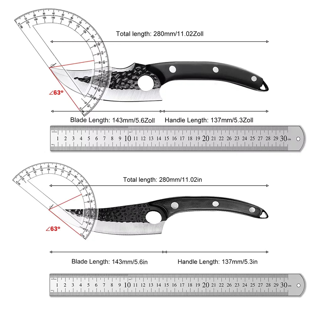 Hand-Forged Stainless Steel Boning & Cleaver Knife Set