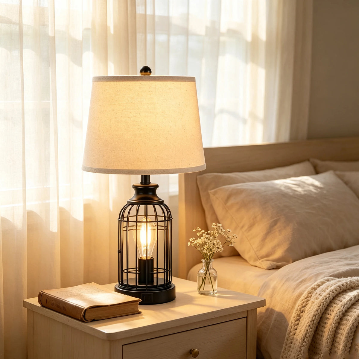 23-Inch Modern Minimalist Double-Layer Table Lamp