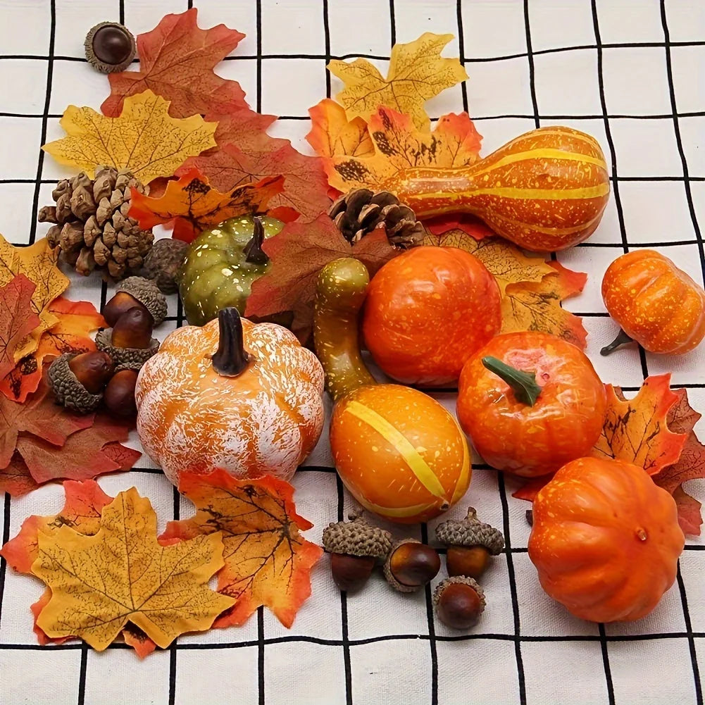 50-Piece Fall, Thanksgiving Artificial Pumpkin & Harvest Decor Set