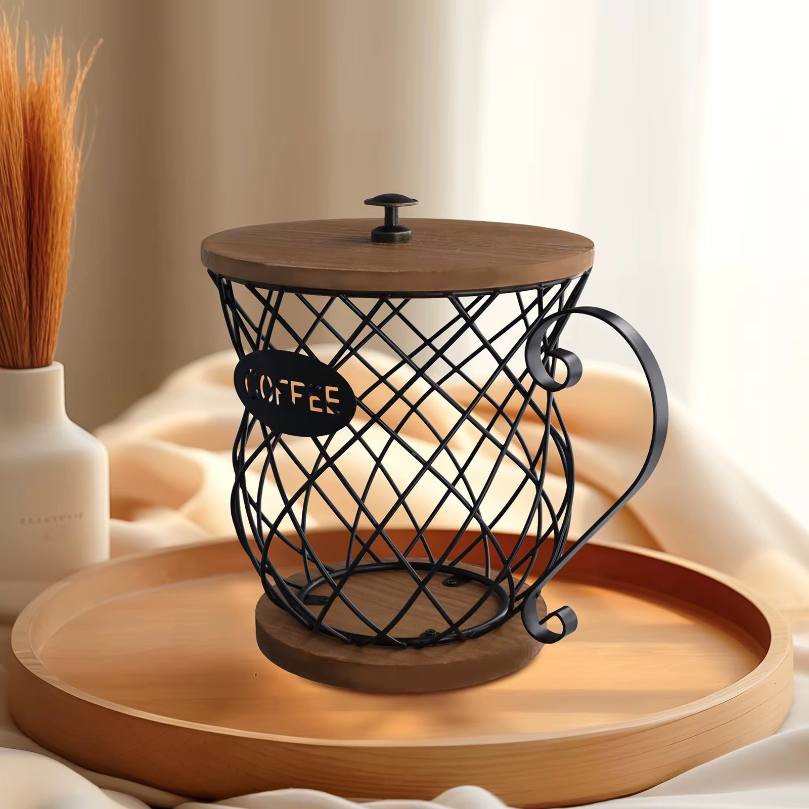 Coffee Pod Holder Iron Coffee Capsule Holder Hollow Coffee Pod Storage Kitchen Countertop Organizer Waterproof Base Baskets