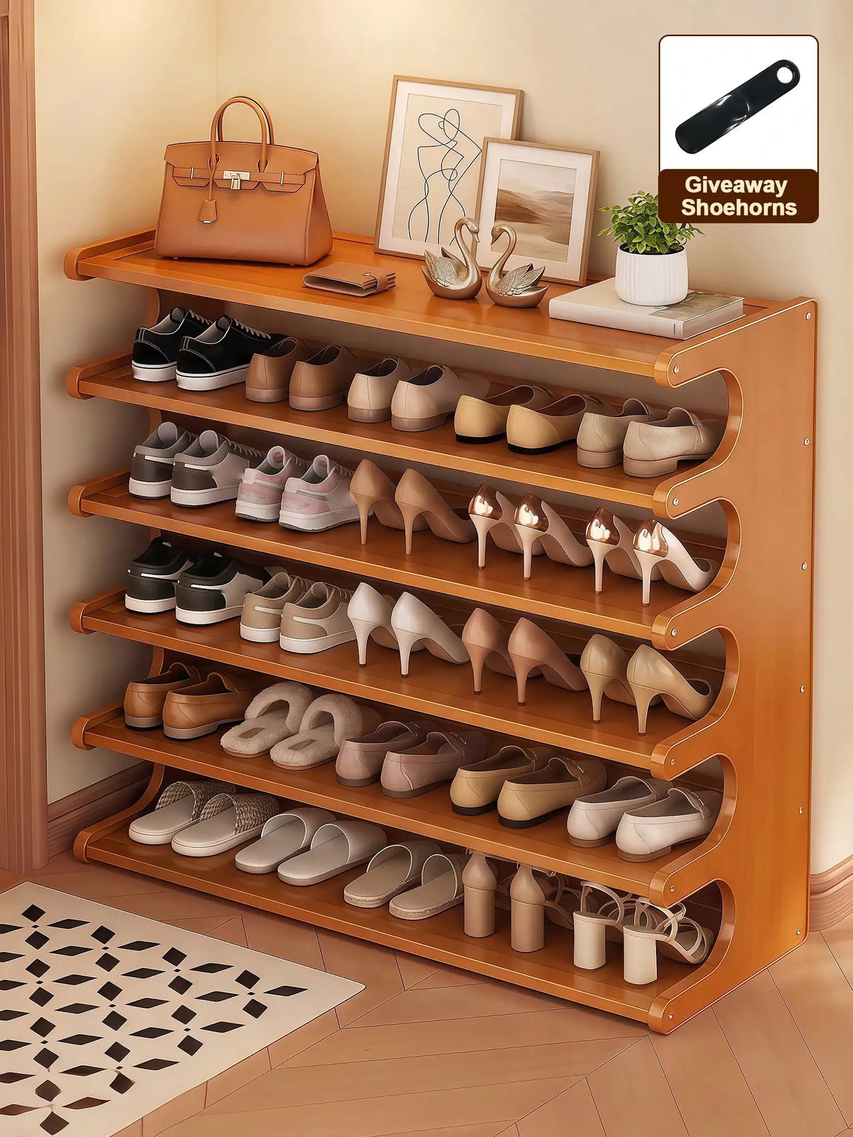 6-Tier Bamboo Shoe Organizer Rack