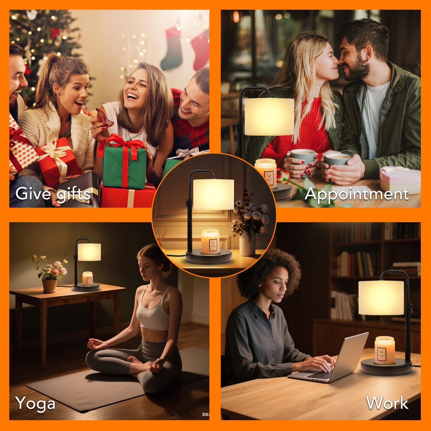 Candle Warmer Lamp with Timer, Dimmable,Adjustable Height Wax Warmer Lamp with 2*50W Bulbs, House Warming Gifts for Mom Friend Bedroom Home Decor