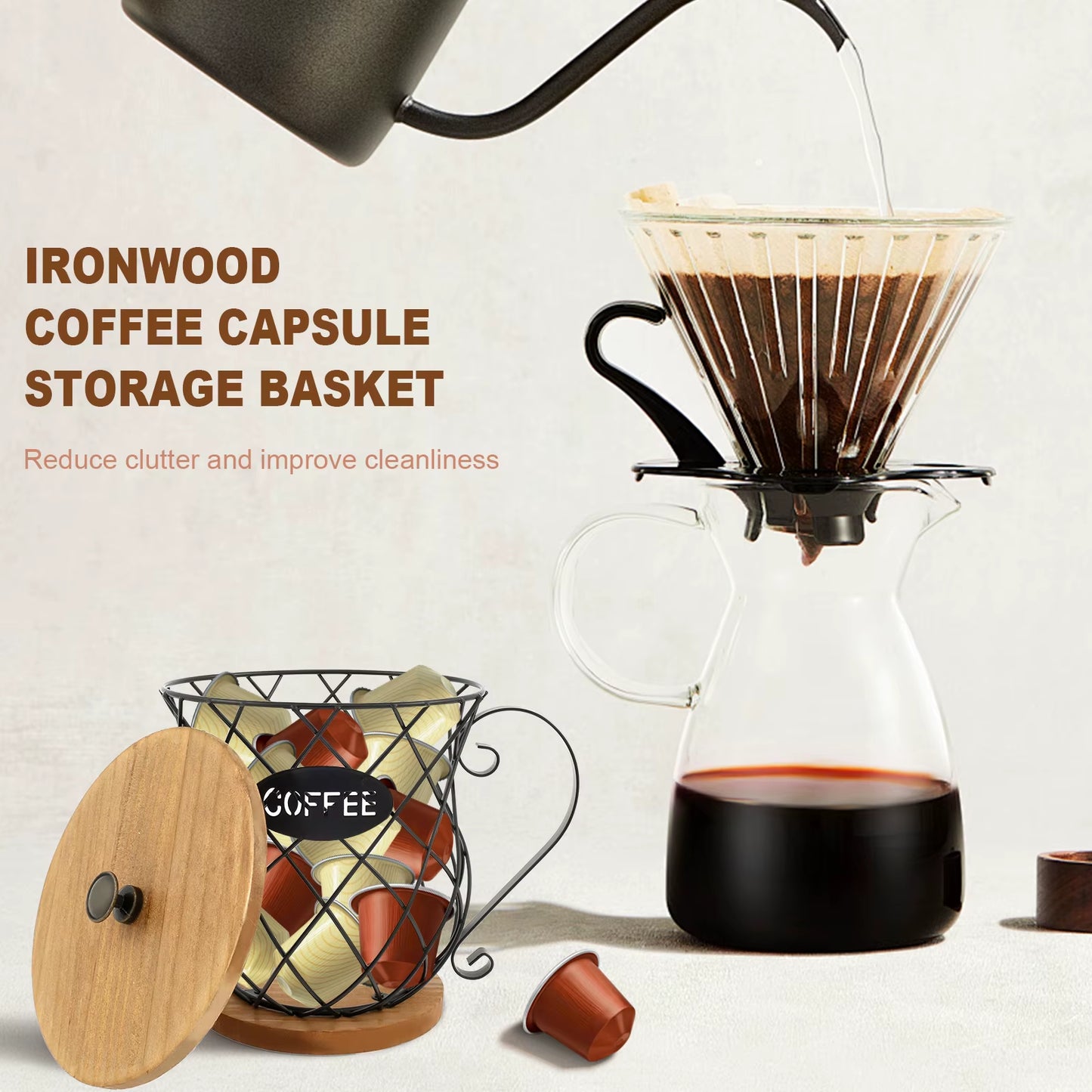 Coffee Pod Holder Iron Coffee Capsule Holder Hollow Coffee Pod Storage Kitchen Countertop Organizer Waterproof Base Baskets