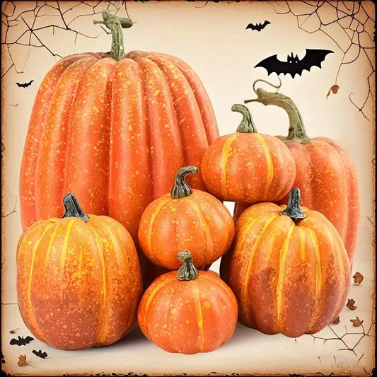 7Pcs Orange Autumn, Halloween, Pumpkin Decor