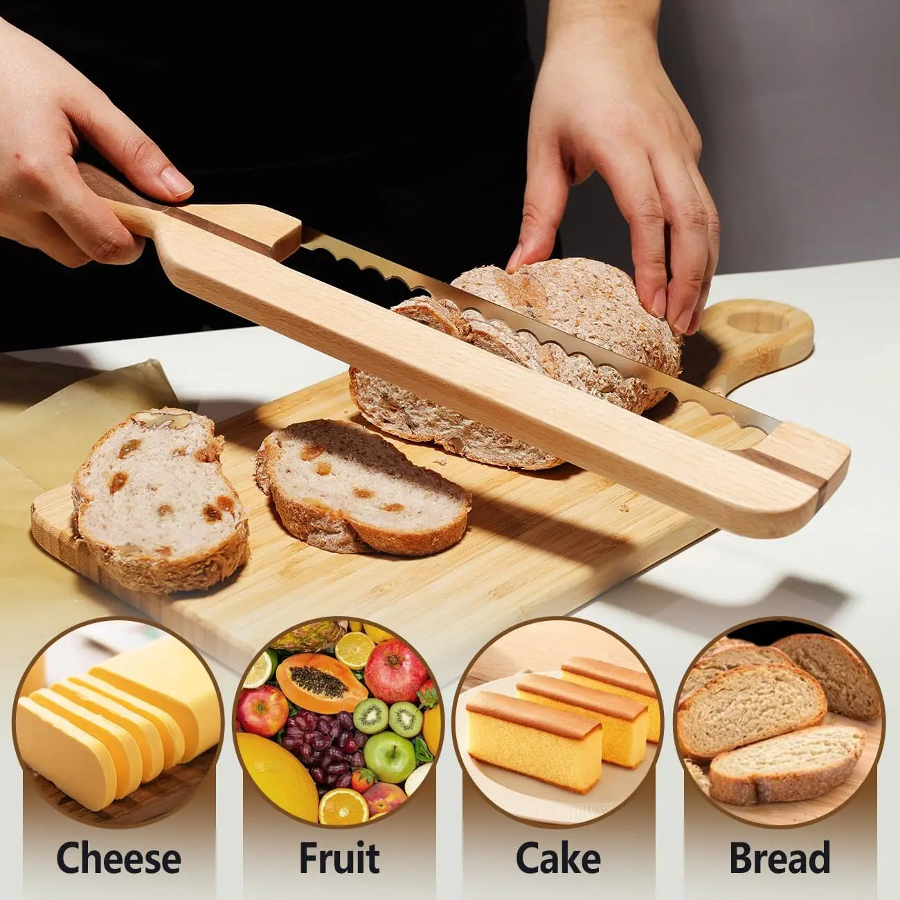 16.8-Inch Wooden Bow Bread Slicer Knife