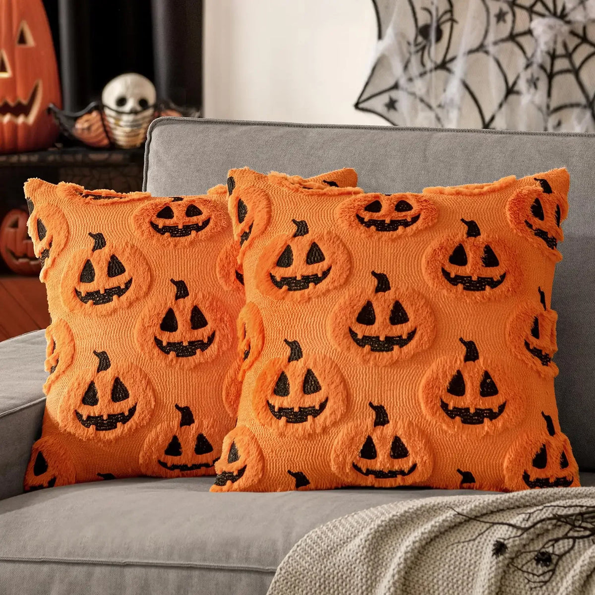 Fall Halloween Decorative Pillow Covers, 18x18