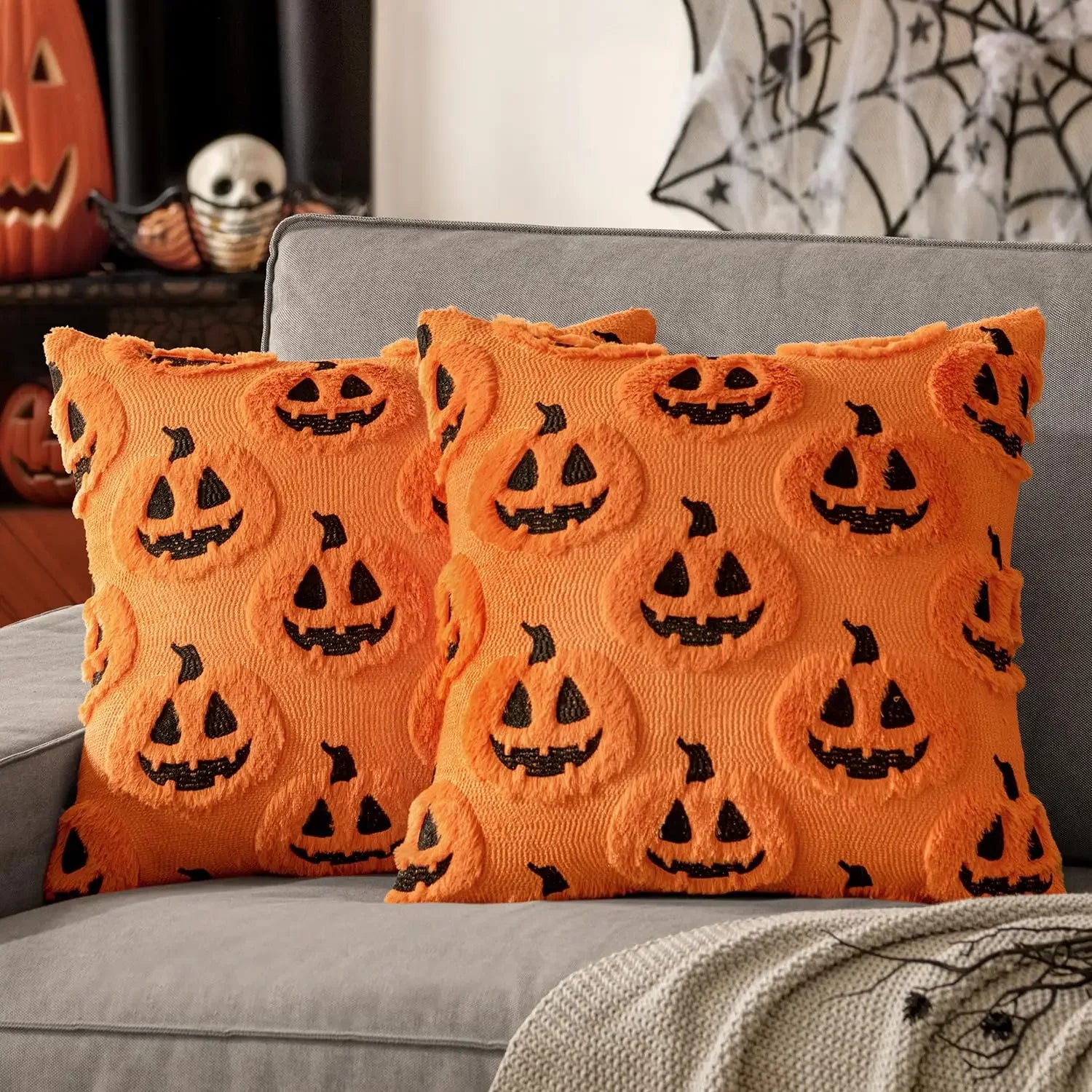 Fall Halloween Decorative Pillow Covers, 18x18