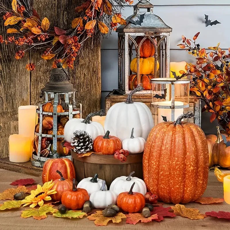 7Pcs Orange Autumn, Halloween, Pumpkin Decor