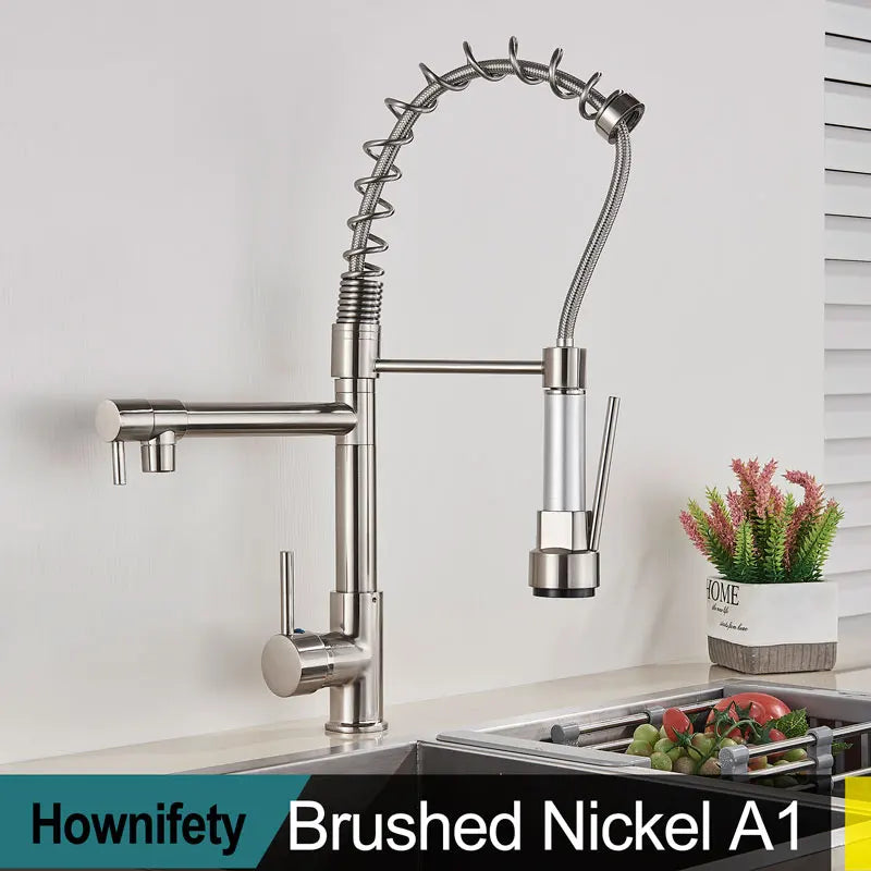 Modern Spring Pull-Down Kitchen Sink Faucet