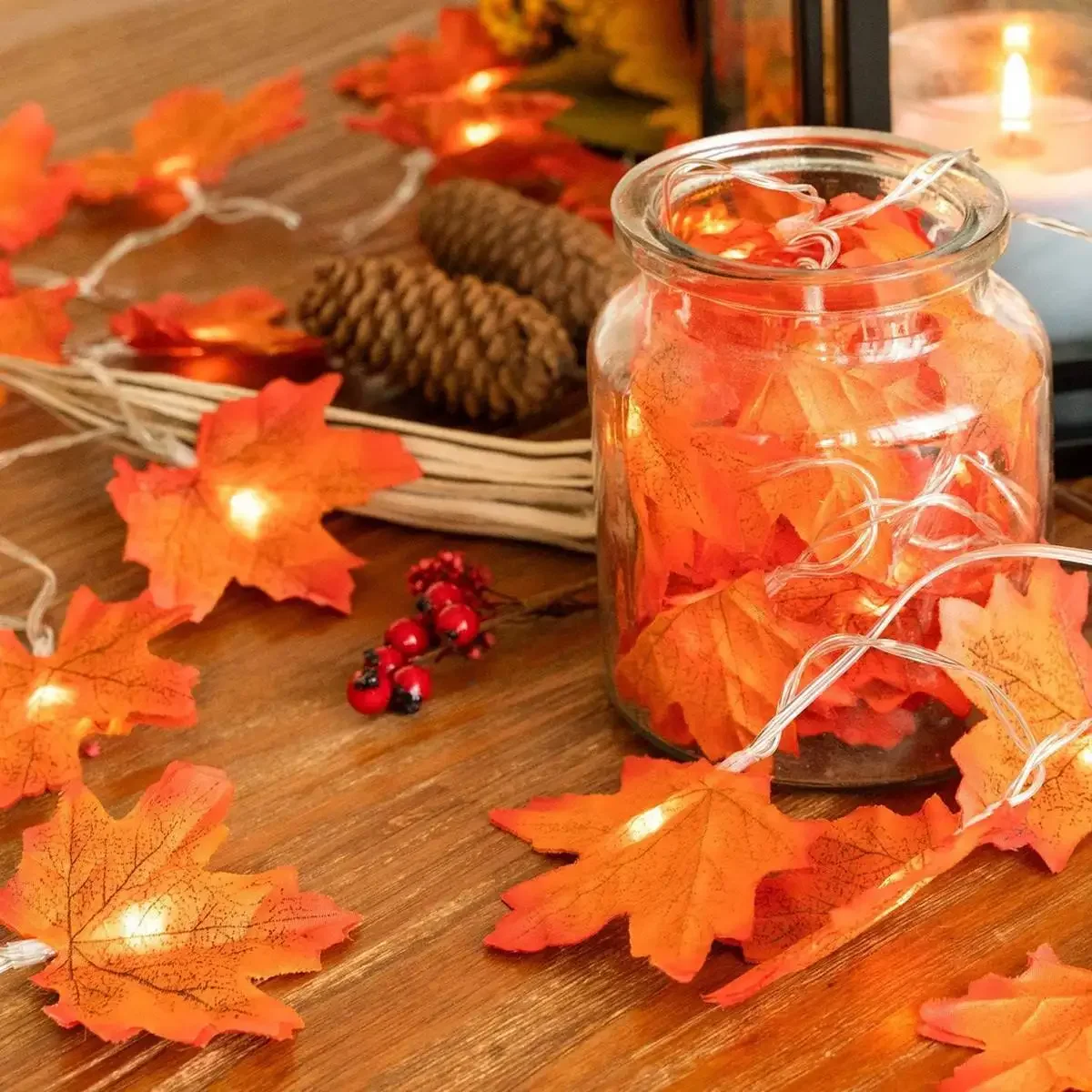 LED Waterproof Maple Leaf String Lights