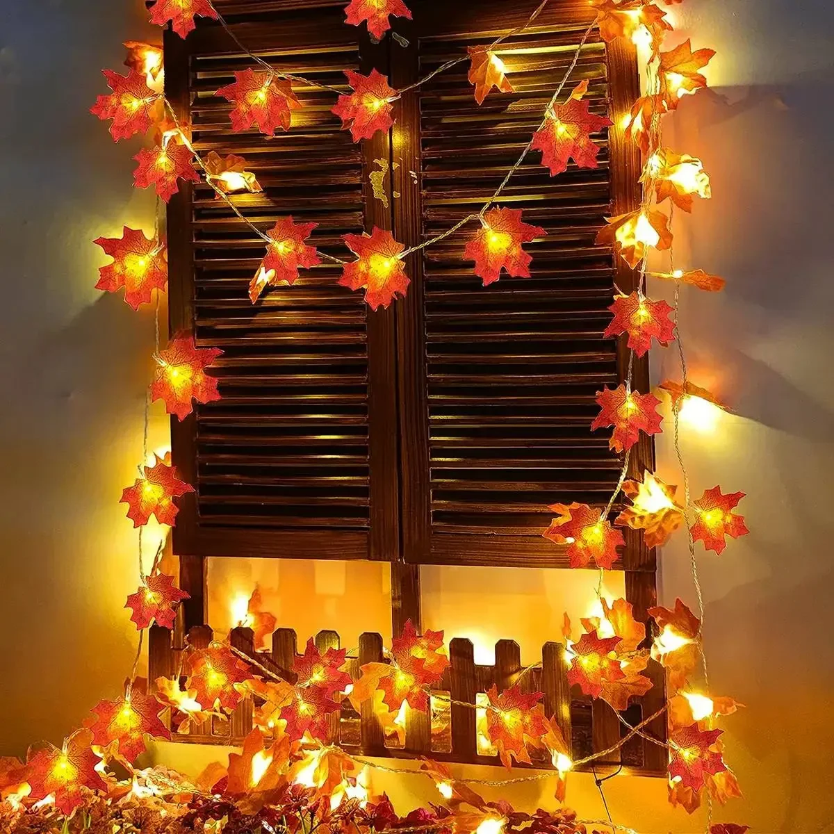LED Waterproof Maple Leaf String Lights