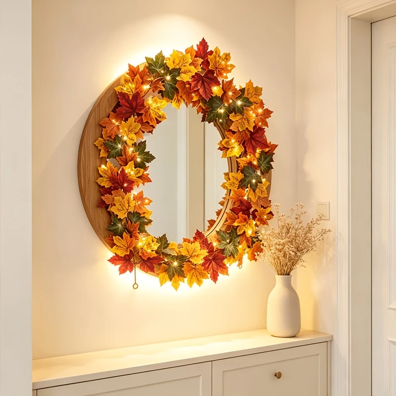 Lighted Artificial Fall Maple Leaf Garland