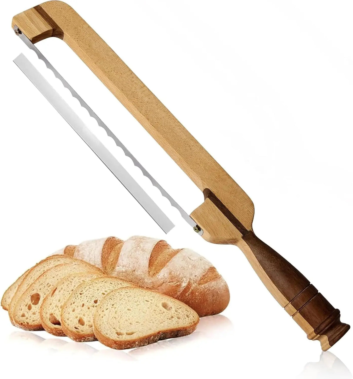 16.8-Inch Wooden Bow Bread Slicer Knife